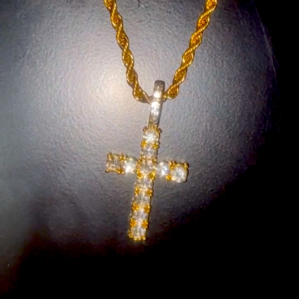 Diamond/Gold Cross Necklace